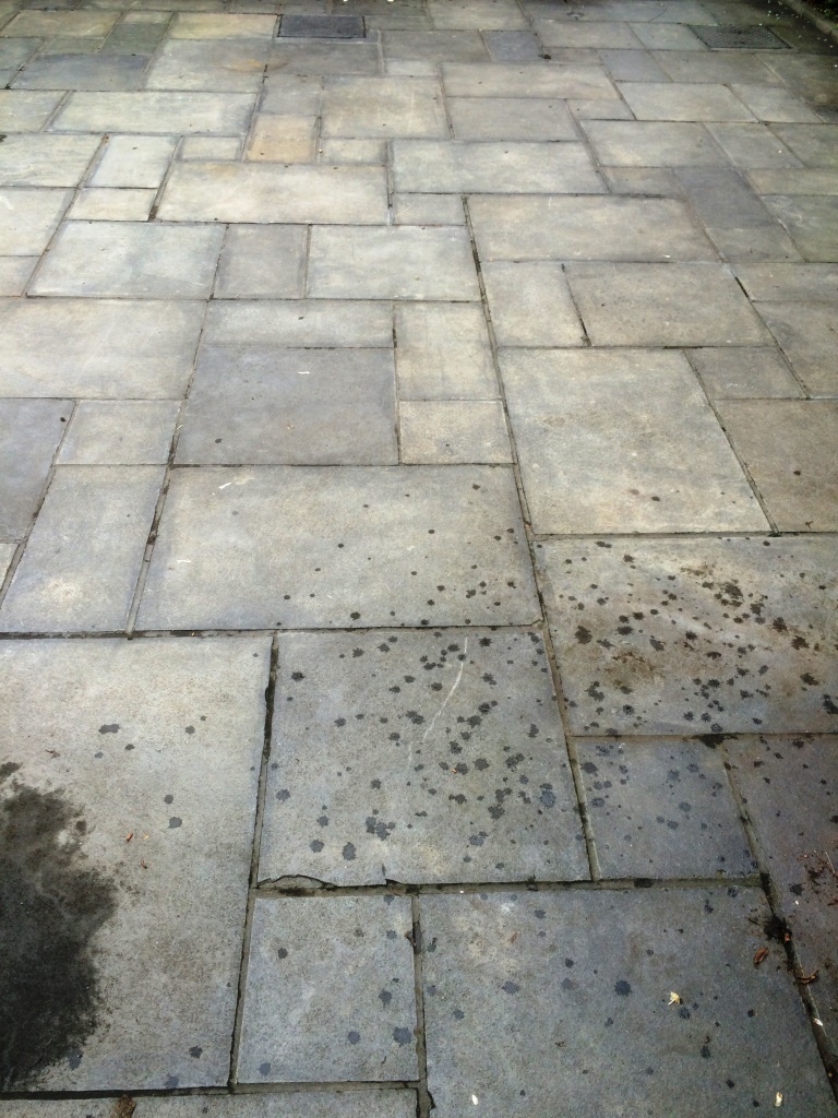 Limestone patio before renovation in Ipswich