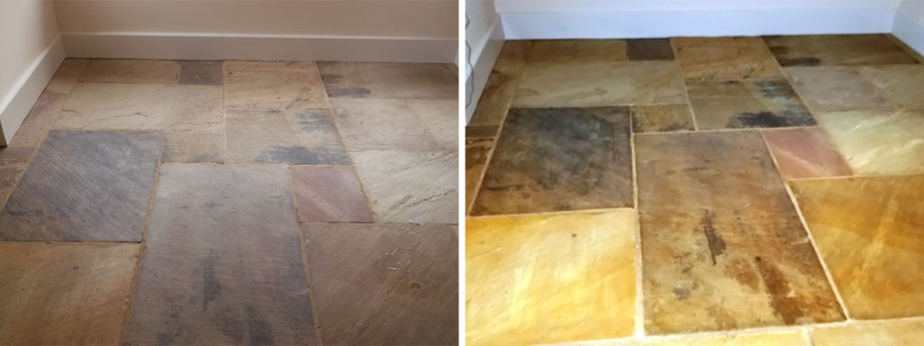 Sandstone floor before after sealing