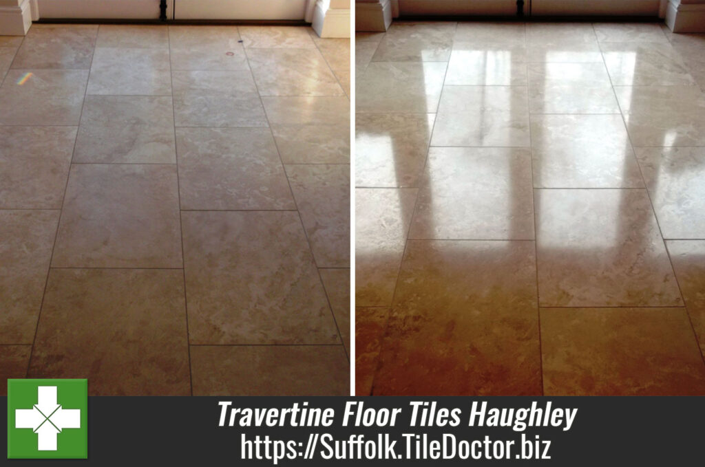 Restoring the Shine on a Travertine Floor Tiles in Haughley