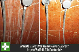 Marble Tiled Wet Room in Great Bricett, Suffolk