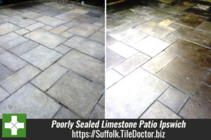 Restoring a Poorly Sealed Limestone Patio in Ipswich, Suffolk