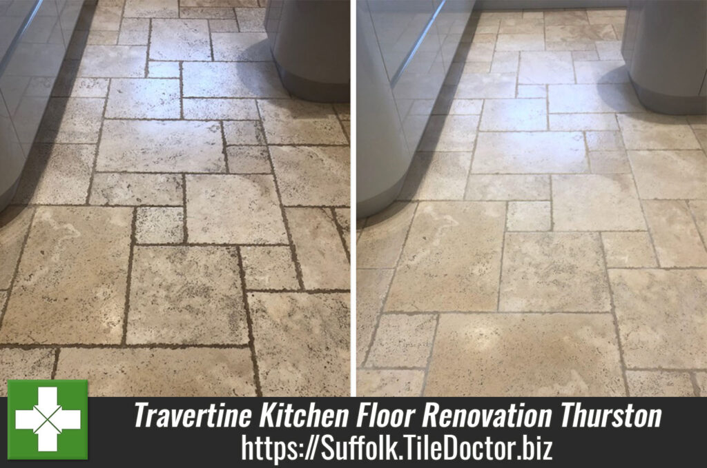 Travertine Kitchen Floor Tiles Before After Cleaning Thurston