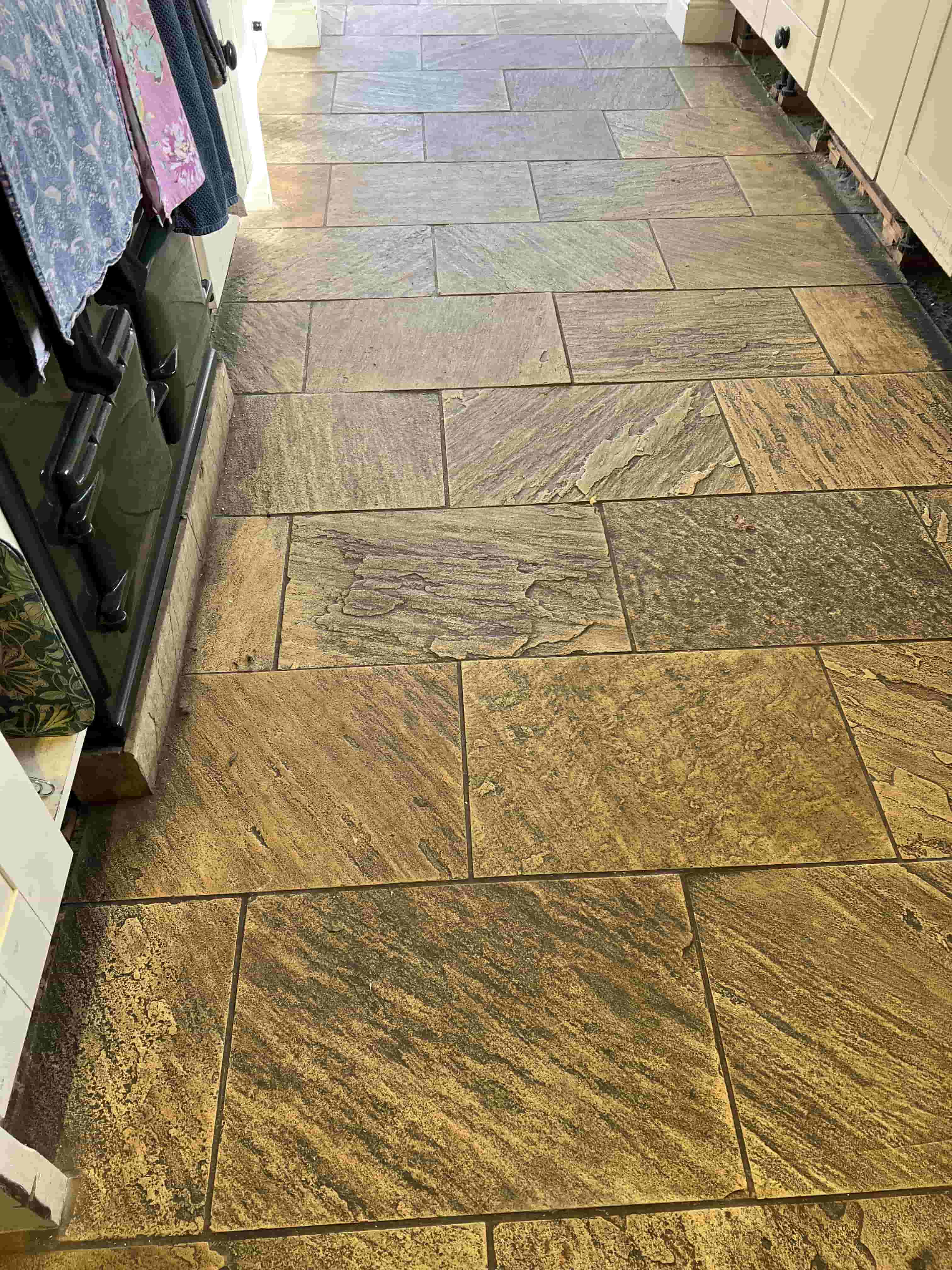 Sandstone Kitchen Floor Before Cleaning Ipswich