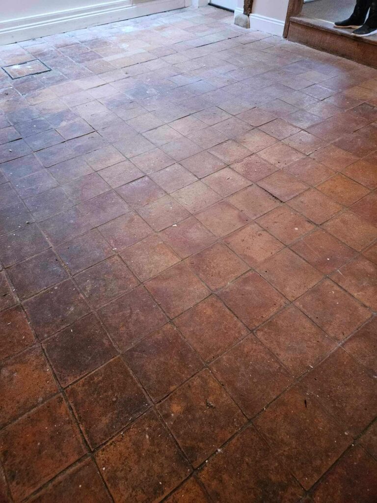 Terracotta Tiled Floor Before Cleaning Woodbridge